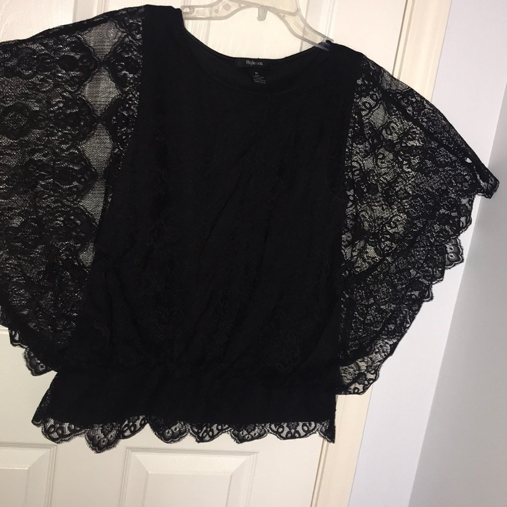 black lace shirt
